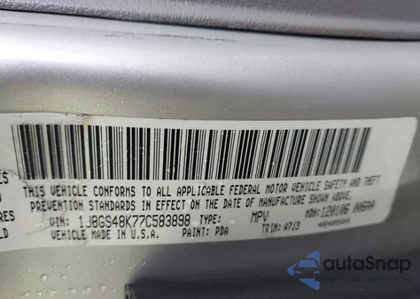 2007 Jeep Grand Cherokee Laredo z USA, uszkodzony, nr VIN 1J8GS48K77C583898